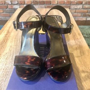 Stuart Weitzman Tortoise Shell Open-toed Wedges